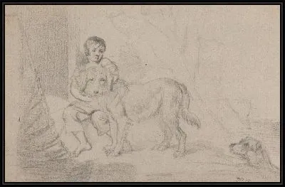 Картина Мальчик с собаками