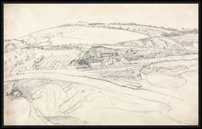 Картина Landscape with a Farm and Cornstalks
