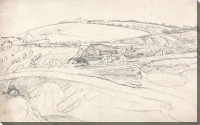 Картина Landscape with a Farm and Cornstalks