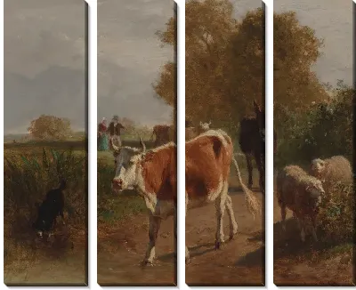 Картина Овцы и крупный рогатый скот