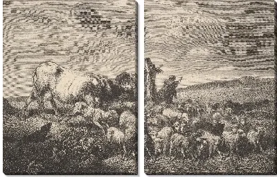 Картина Салон 1850-51; Пейзаж и животные, Тройон