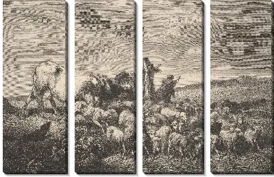 Картина Салон 1850-51; Пейзаж и животные, Тройон