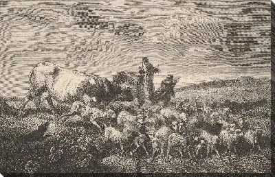 Картина Салон 1850-51; Пейзаж и животные, Тройон