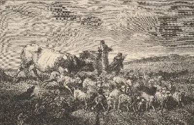 Картина Салон 1850-51; Пейзаж и животные, Тройон