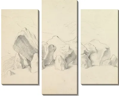 Доисторический каменный круг на кургане, обширный ландшафт за его пределами