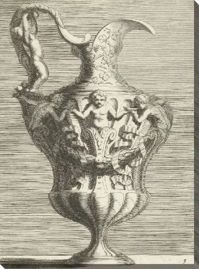 Картина Кувшин с вином пьет путти