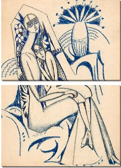 Картина Без названия (Мать и дочь) - Этюд для рисования №. 5 из альбома 'XX DESSINS'