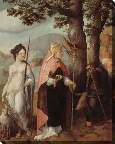 Картина Триптих с Въездом Христа в Иерусалим, святыми и снаружи крыльями, покровителями семьи Ван Локхорст