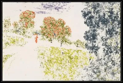 Женщина в красном в пейзаже