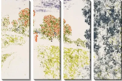 Женщина в красном в пейзаже