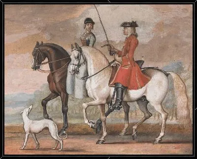 Картина Джентльмен на управляемой лошади верхом с дамой