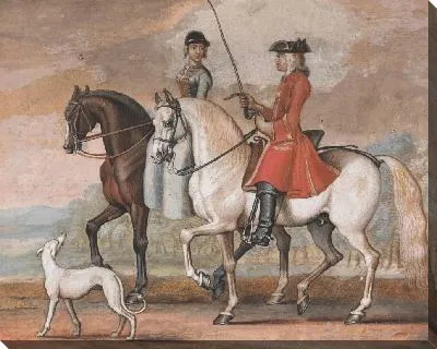 Картина Джентльмен на управляемой лошади верхом с дамой