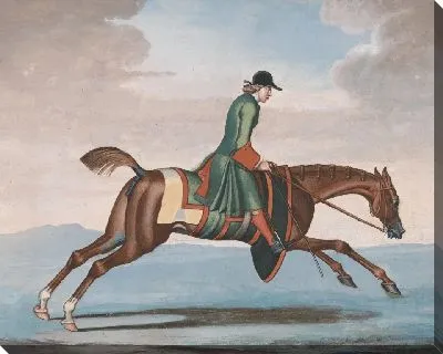 Картина Скаковая лошадь на упражнении, запряженная тренировкой-женихом