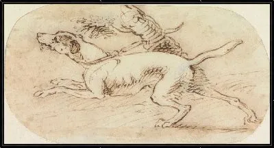 Картина Собака, привязанная к пню