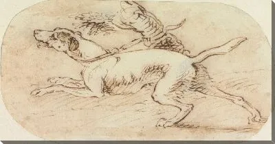 Картина Собака, привязанная к пню