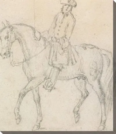 Картина Лошадь с наездником в трехцветной шляпе
