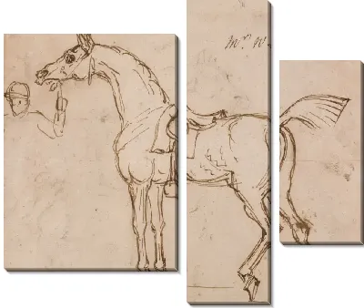 Картина Скаковая лошадь, обузданная и оседланная