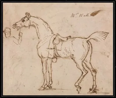 Картина Скаковая лошадь, обузданная и оседланная