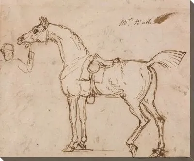 Картина Скаковая лошадь, обузданная и оседланная