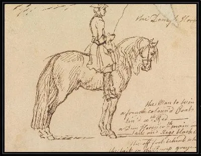 Картина «Датская лошадь» на тренировке: стоя, с тренером, держащим кнут