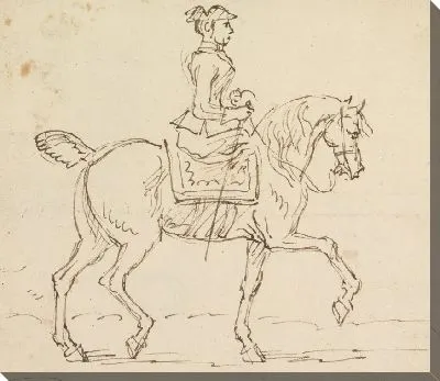 Картина Женщина в шляпе Трикорн, езда направо