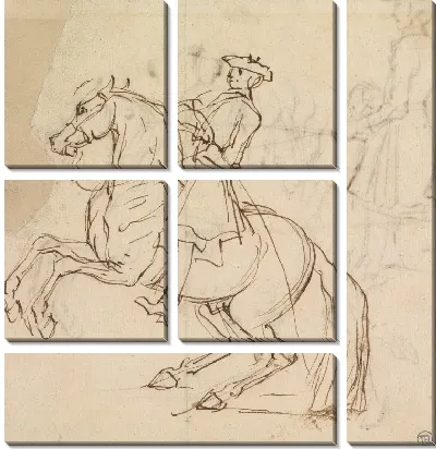 Картина Всадник на лошади, поднимаясь налево