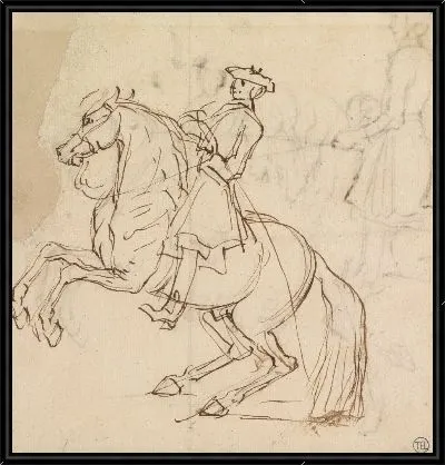 Картина Всадник на лошади, поднимаясь налево