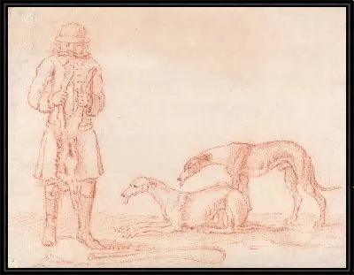 Охотник с мертвым зайцем и двумя борзыми