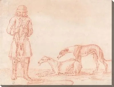 Охотник с мертвым зайцем и двумя борзыми