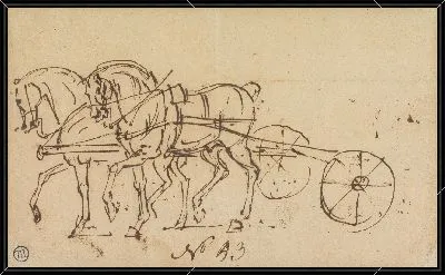 Две лошади рыщут в упряжке