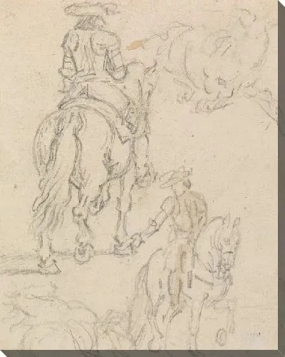 Картина Всадник в доспехах и две лежащие лошади