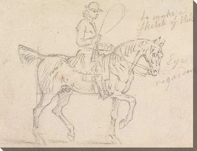 Картина Лошадь и всадник, идущие направо