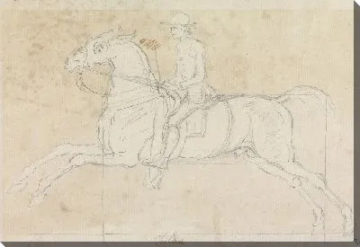 Картина Полет Чайлдерс на упражнении: с капюшоном и прочный, с жокеем вверх, галопом вверх, галопом влево