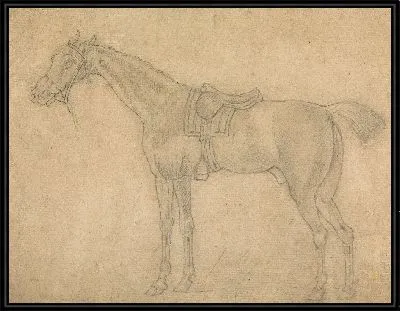 Картина Оседланная лошадь, выходящая налево