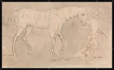 Картина Жених с капюшоном и свитерами в скаковых лошадях, 24 июня 1743 г.