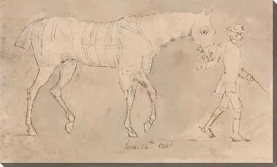 Картина Жених с капюшоном и свитерами в скаковых лошадях, 24 июня 1743 г.