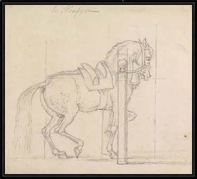 Картина Ле Пиафф (2): Тренировка оседланной и оседланной лошади у Столба