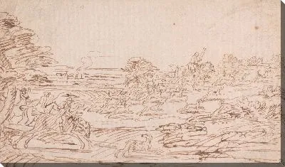 Всадники и гончие в открытом ландшафте