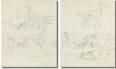 Охотники с гончими и крадущимся зайцем [recto]