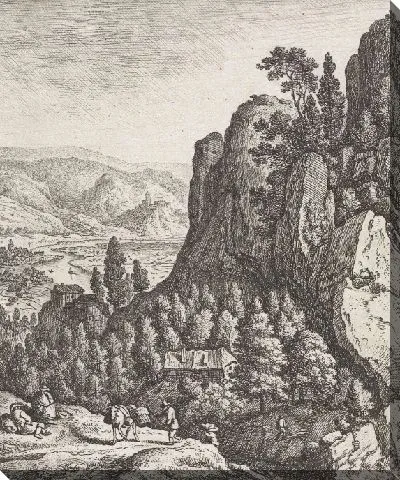 Картина Скалистый пейзаж с путешественниками