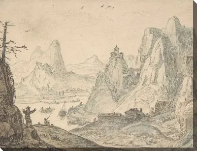 Картина Речной пейзаж с горами