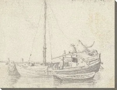 Картина Баржа с гребной лодкой