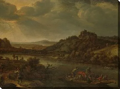 Картина Речной вид с паромом