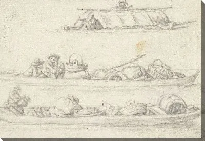 Картина Три загруженные баржи