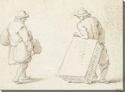 Картина Человек с двумя сумками и человек с большой грудью