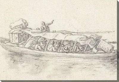 Картина Крытая баржа со многими людьми