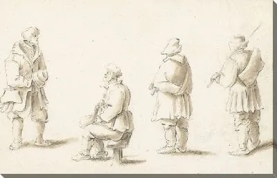 Картина Сидящий и трое стоящих мужчин