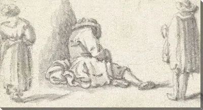 Картина Спящий мужчина, стоящая женщина и стоящий мужчина