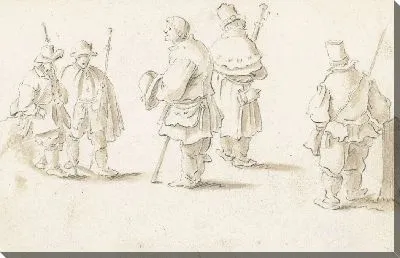 Пять стоящих мужчин (паломники?)