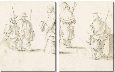 Пять стоящих мужчин (паломники?)